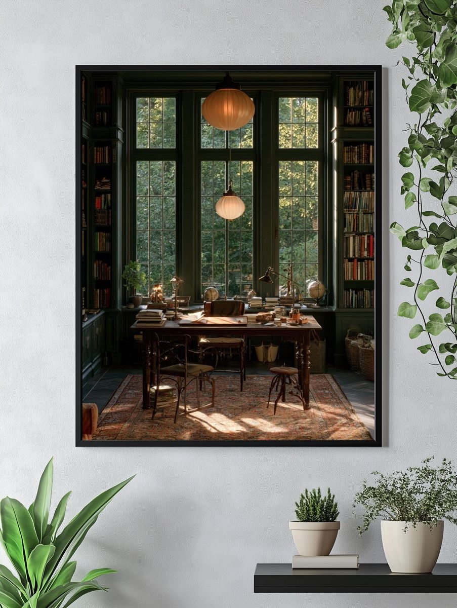 Cozy Library Study Room Poster. — room view 4