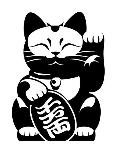 Lucky Cat Ink Illustration Poster. poster
