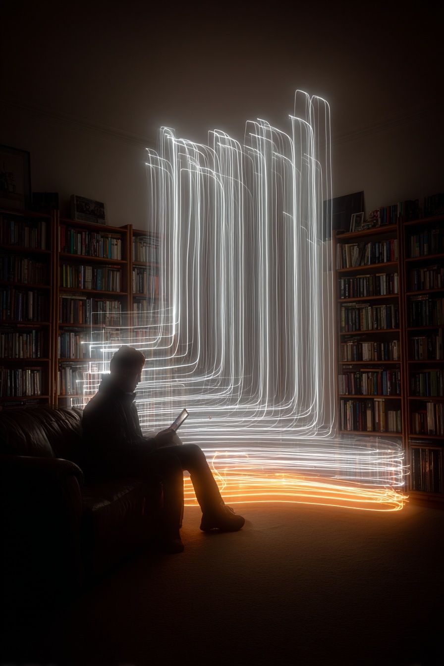 Light Library Silhouette Photography Poster. poster — photography art
