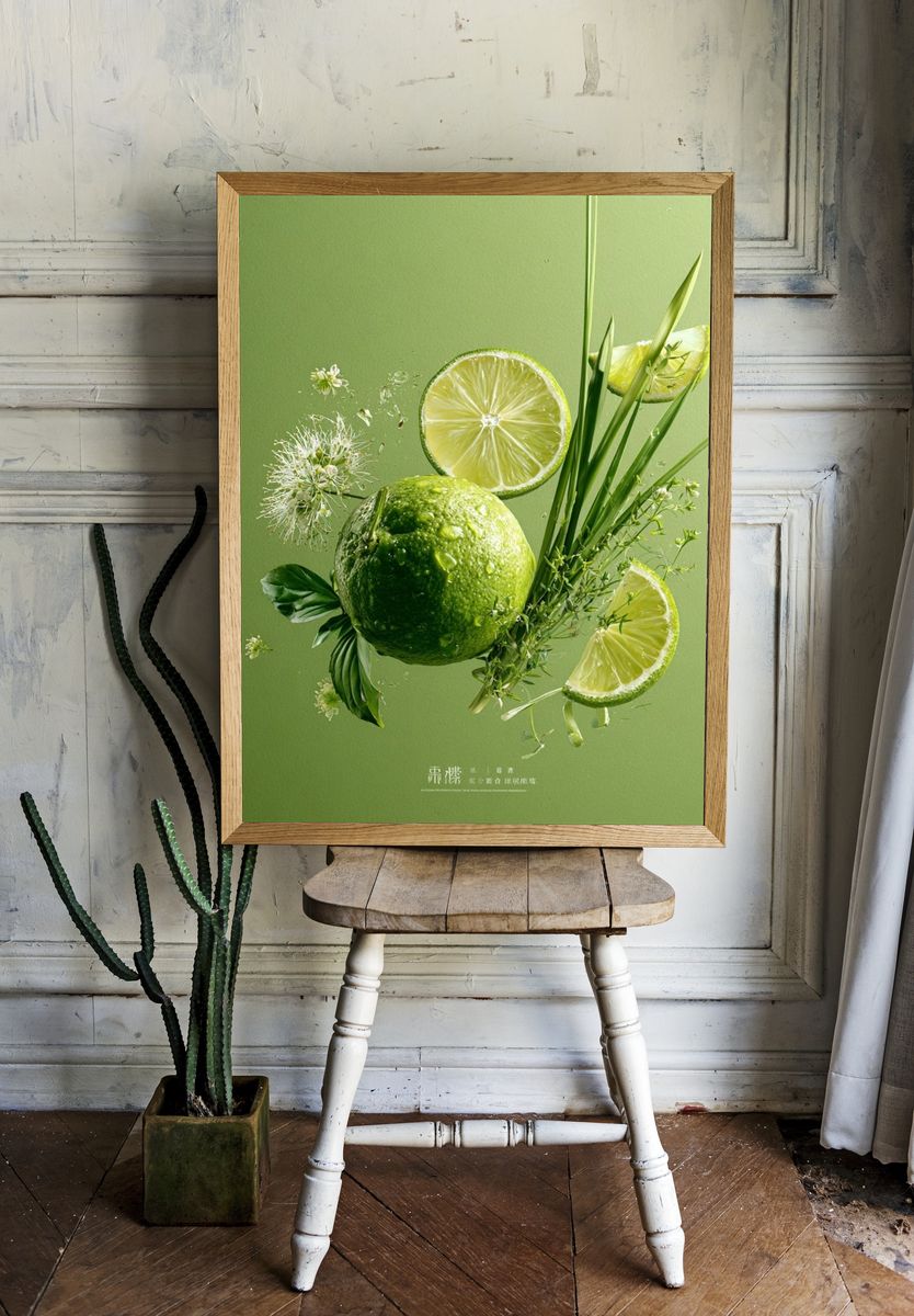 Lime Still Life Illustration Poster. — room view 1