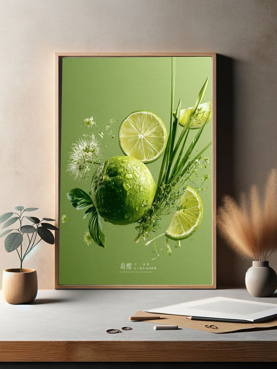 Lime Still Life Illustration Poster. — room view 2