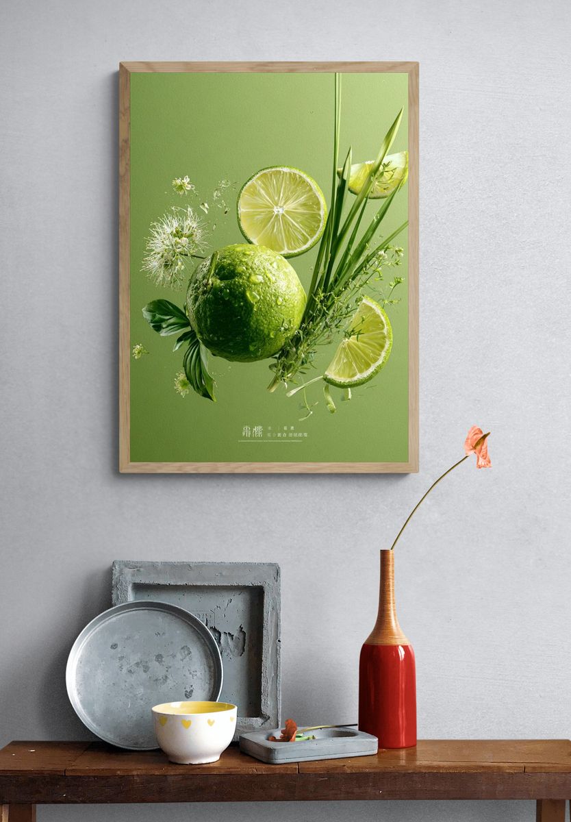 Lime Still Life Illustration Poster. — room view 3