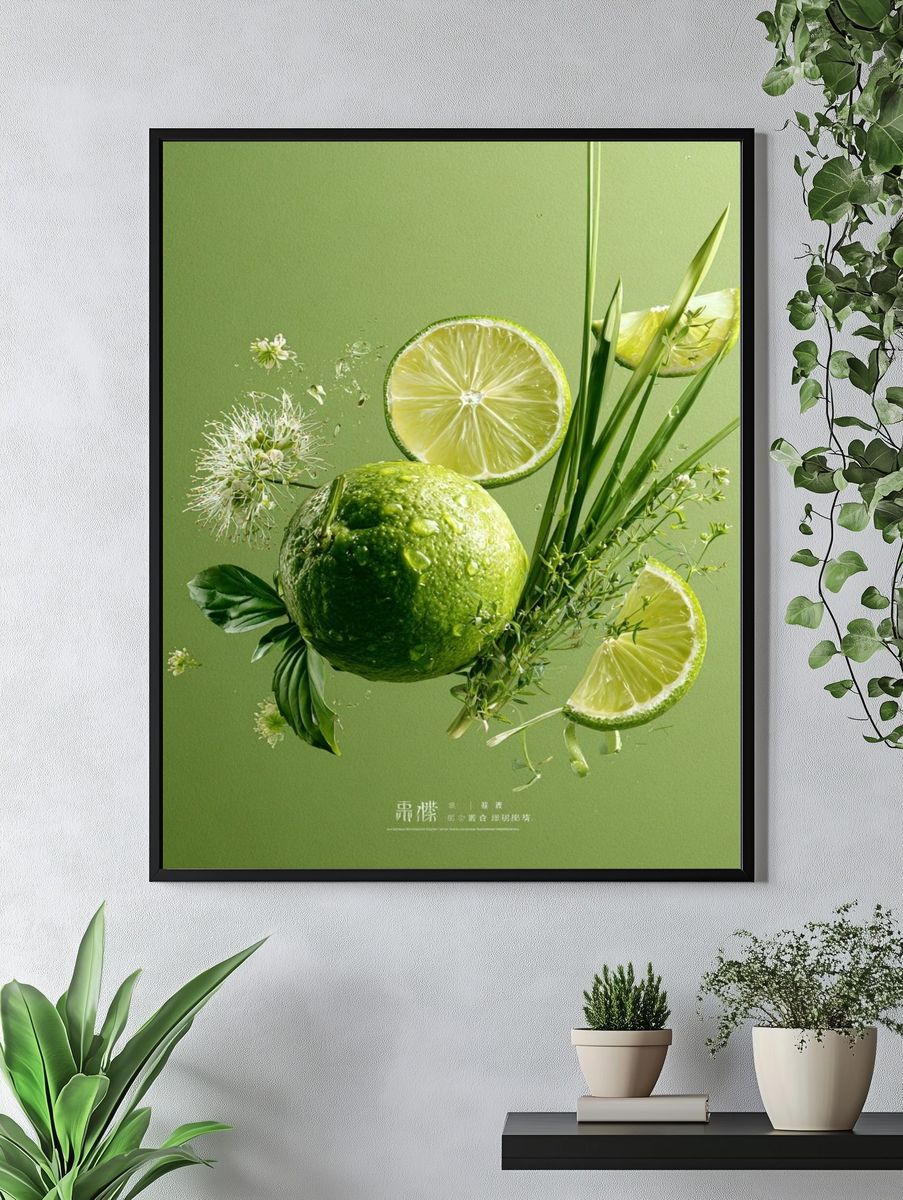 Lime Still Life Illustration Poster. — room view 4