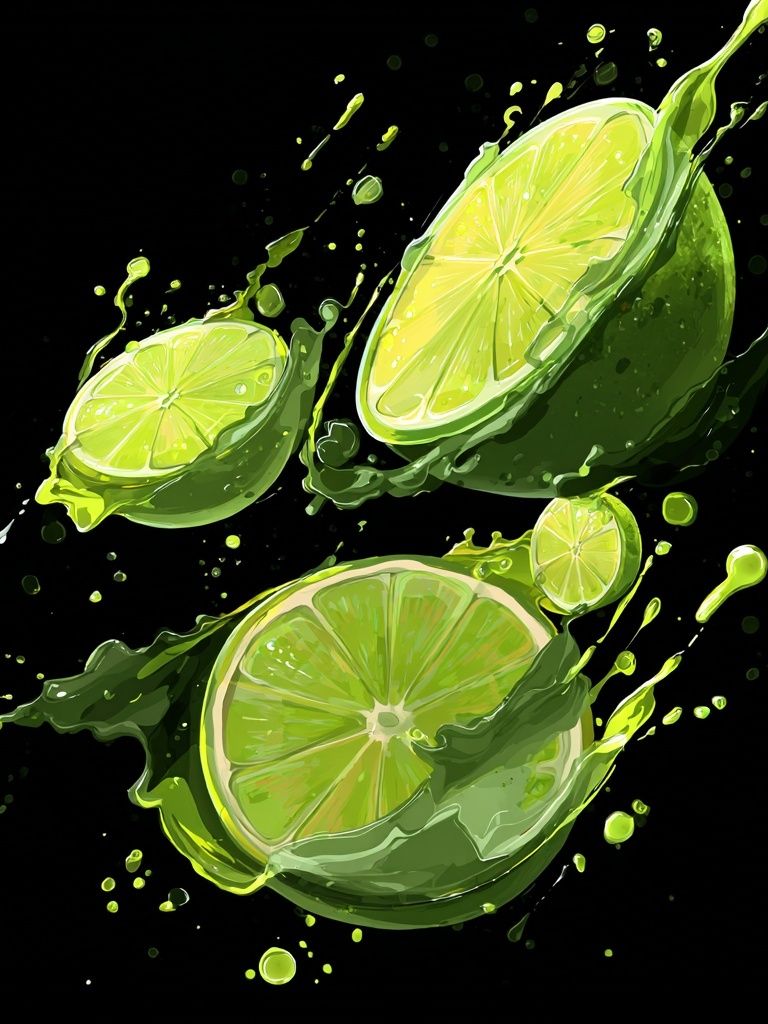 Lime Splash Illustration Poster. poster — illustration art