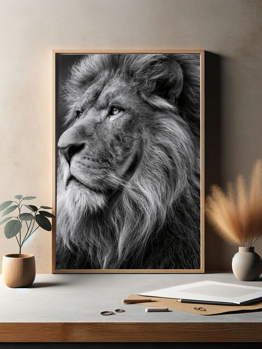 Majestic Lion Portrait Print. — room view 2