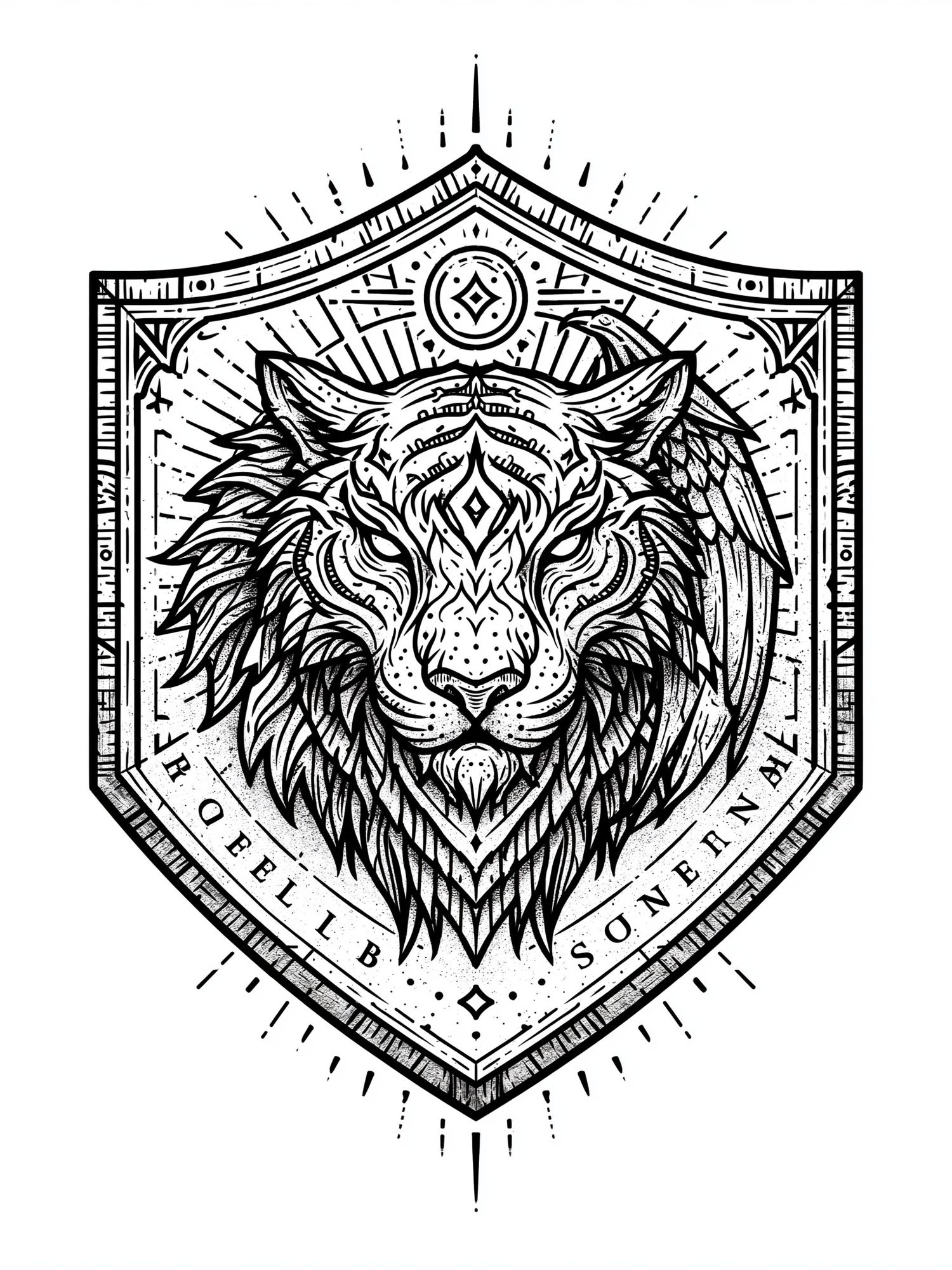 Lion Crest Ink Poster. poster — illustration art
