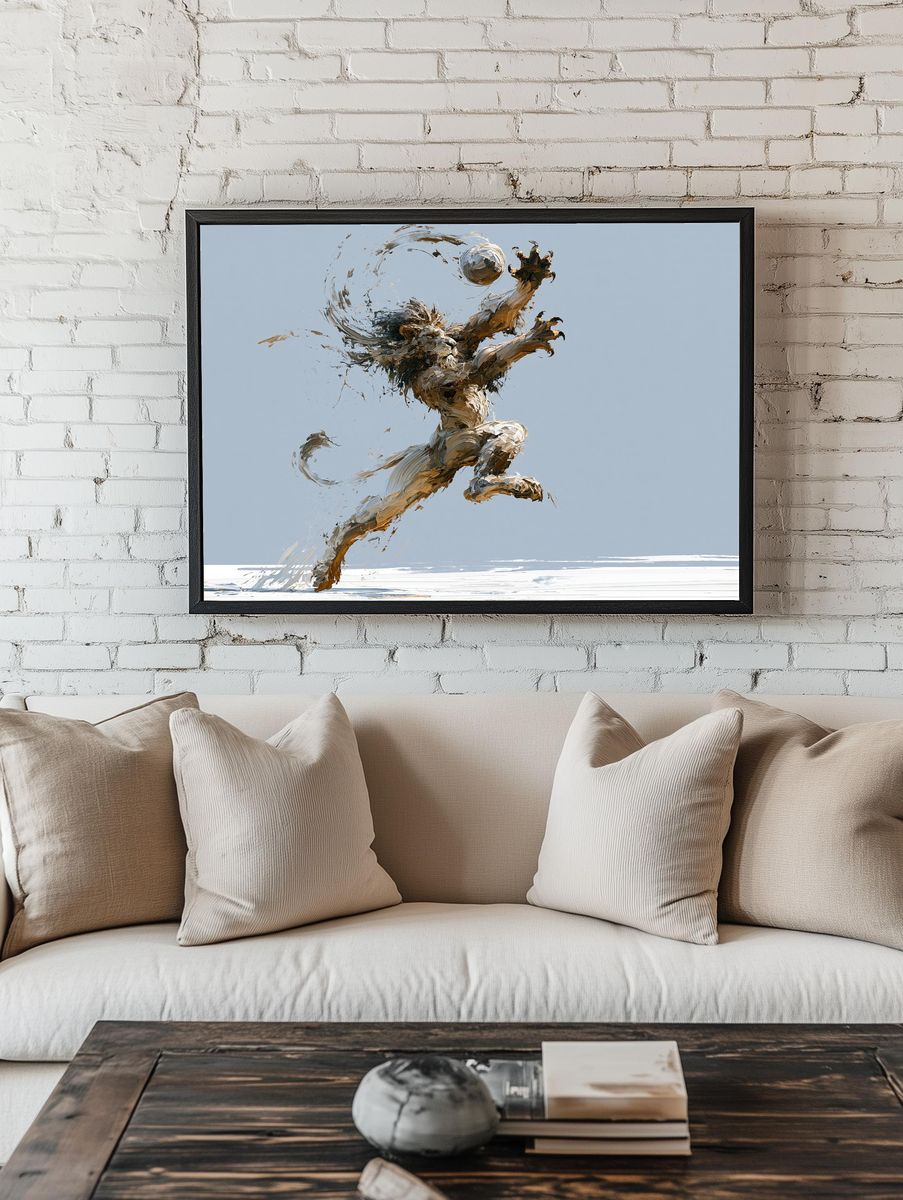 Lion in Motion Illustration Poster. — room view 1