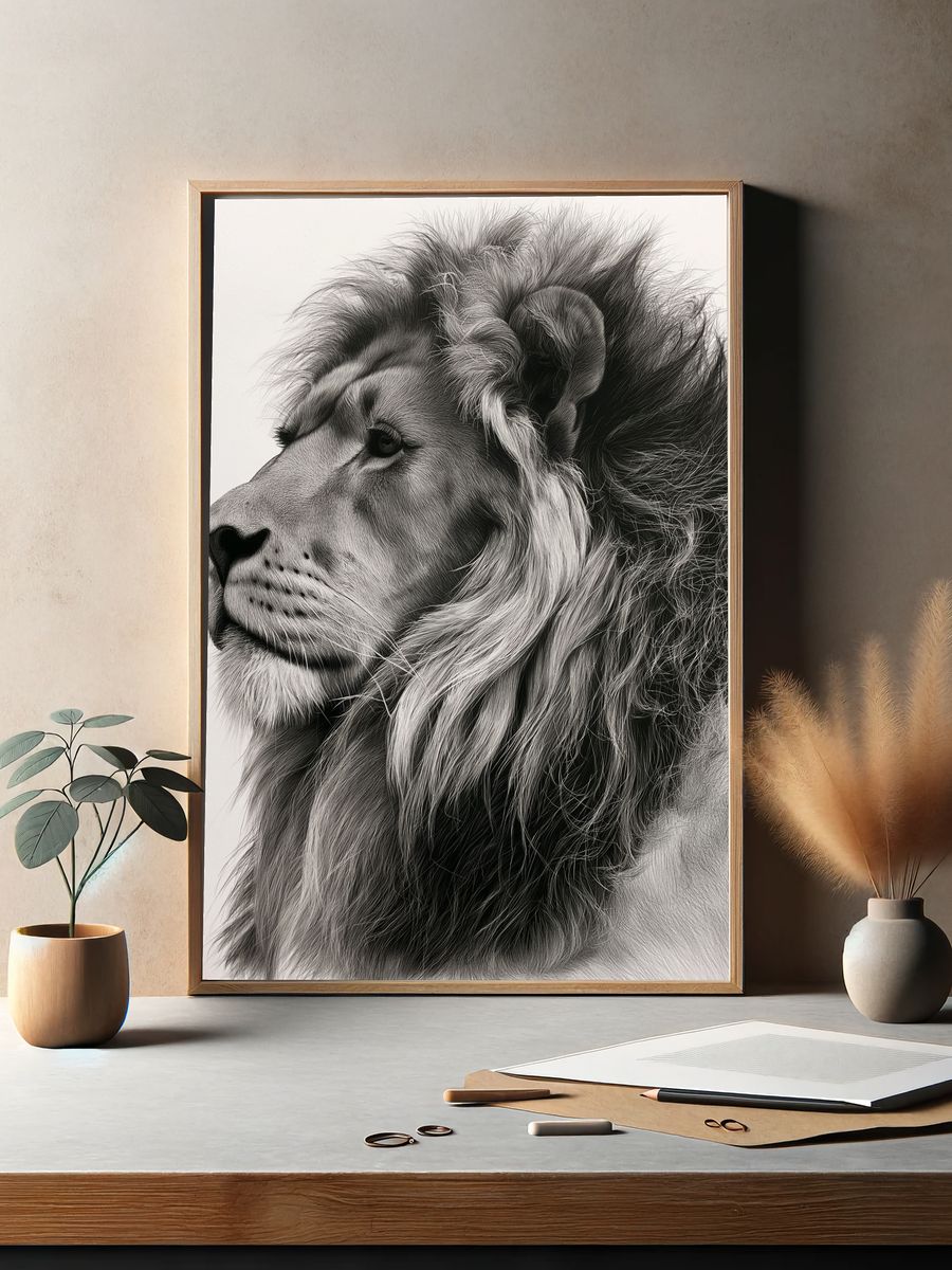 Majestic Lion Portrait Print. — room view 2