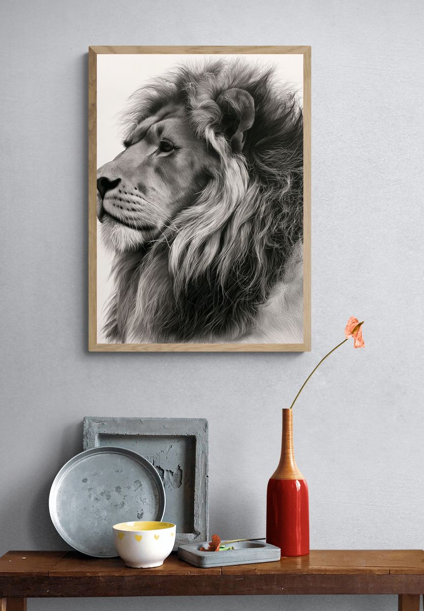 Majestic Lion Portrait Print. — room view 3