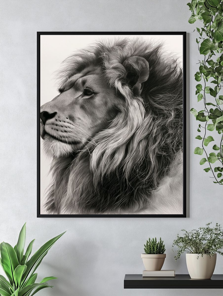 Majestic Lion Portrait Print. — room view 4