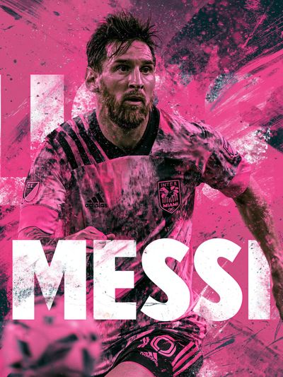 Lionel Messi Pink Action Poster.
