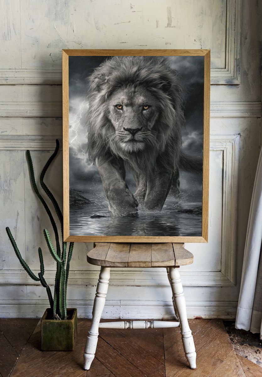 Majestic Lion — Digital Art Print. — room view 1
