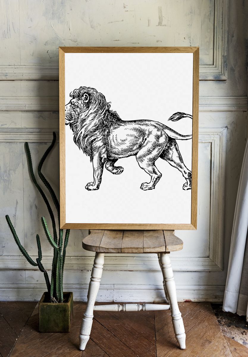 Majestic Lion Illustration Poster. room preview