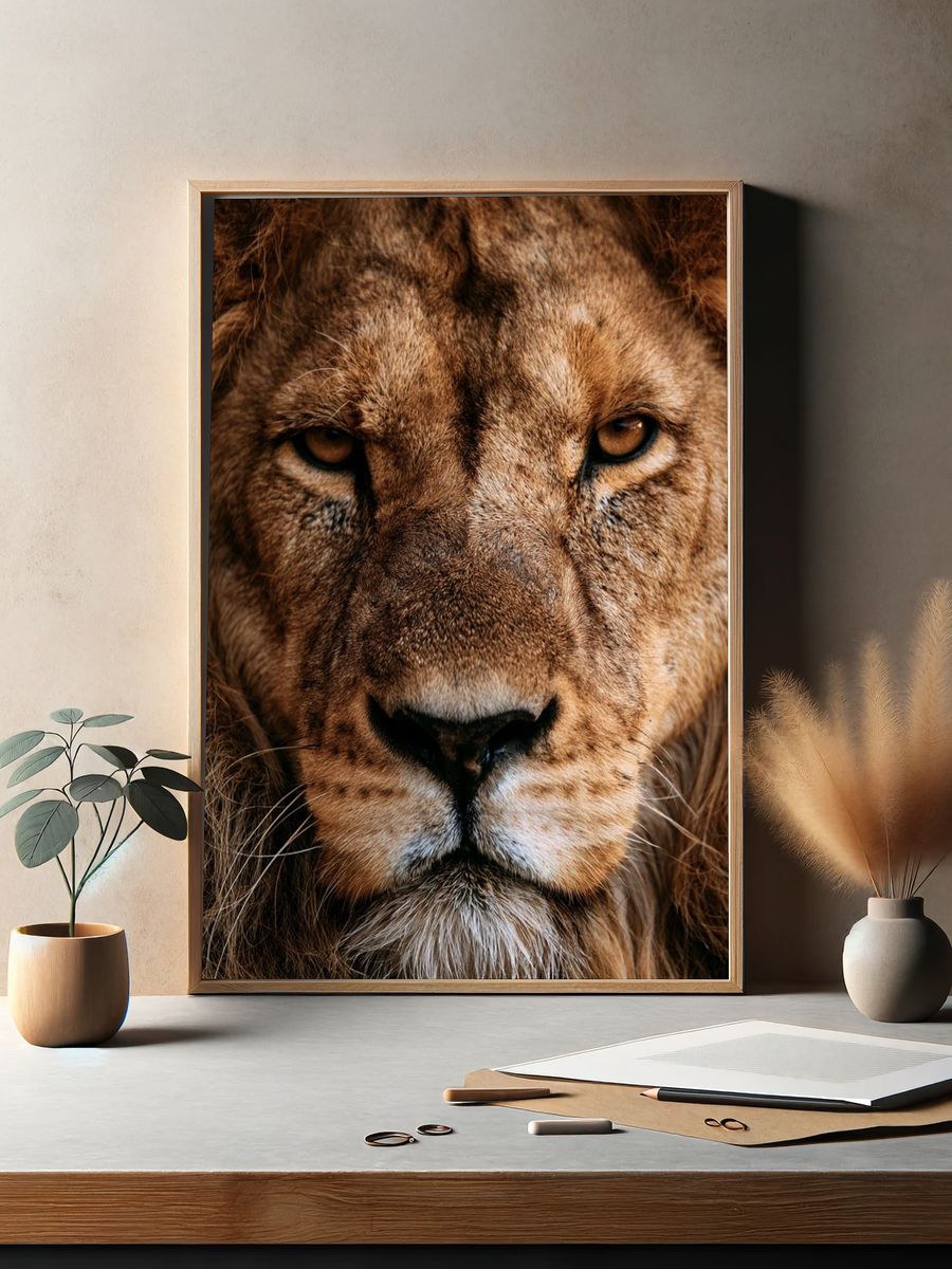 Lion Portrait Photography Poster. — room view 2