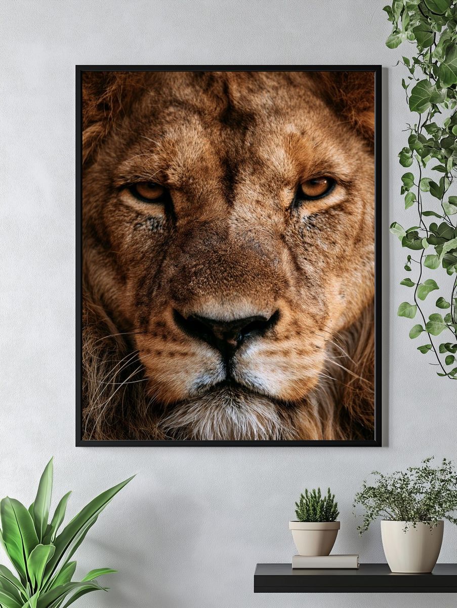 Lion Portrait Photography Poster. — room view 4