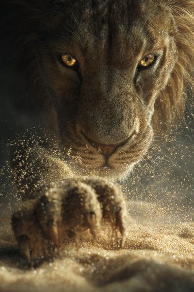 Lion Close-Up Photography Poster. poster