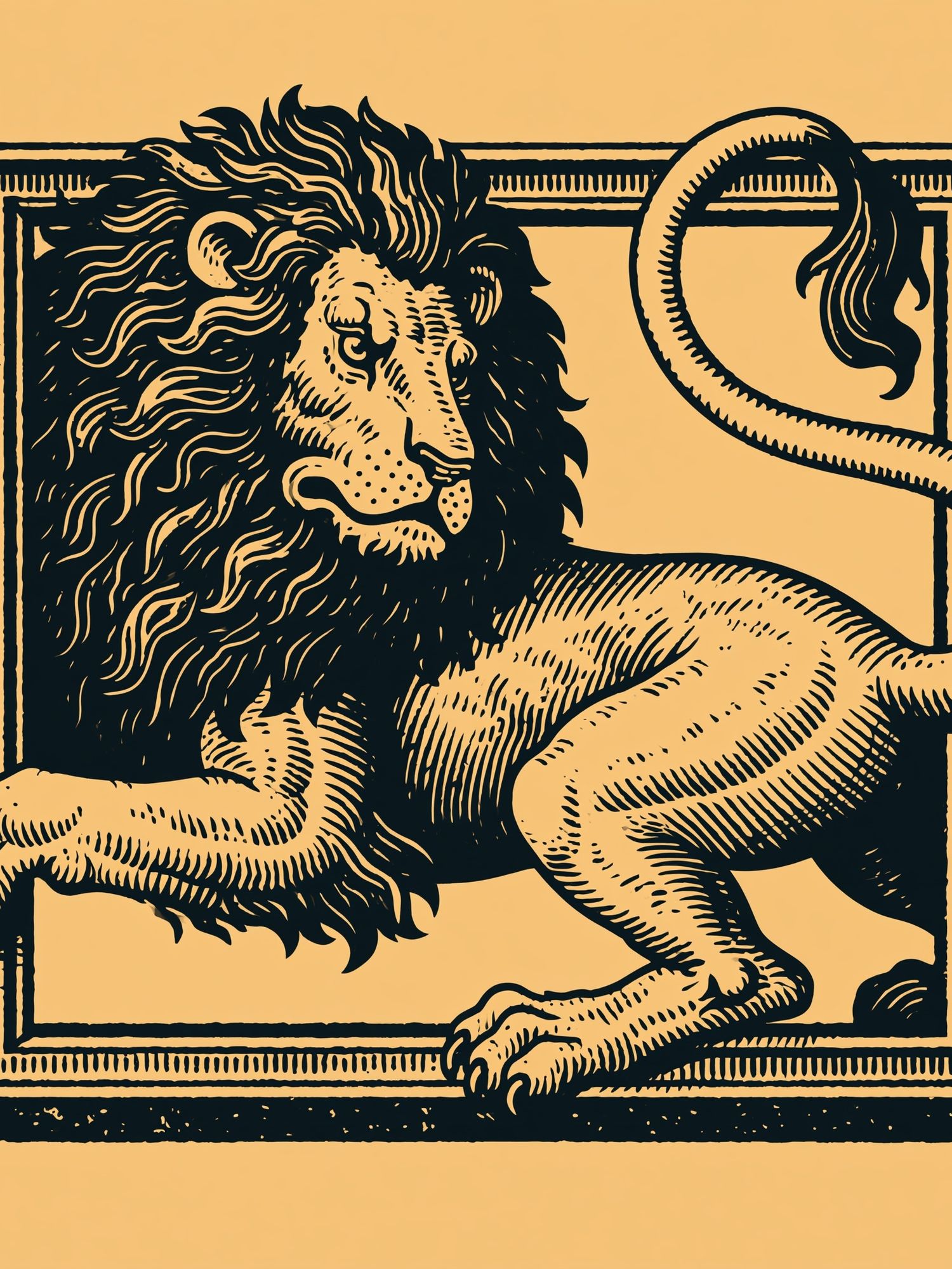 Lion in Frame Illustration Poster. poster detail