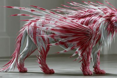 Red and White Lion Digital Art Poster. poster print
