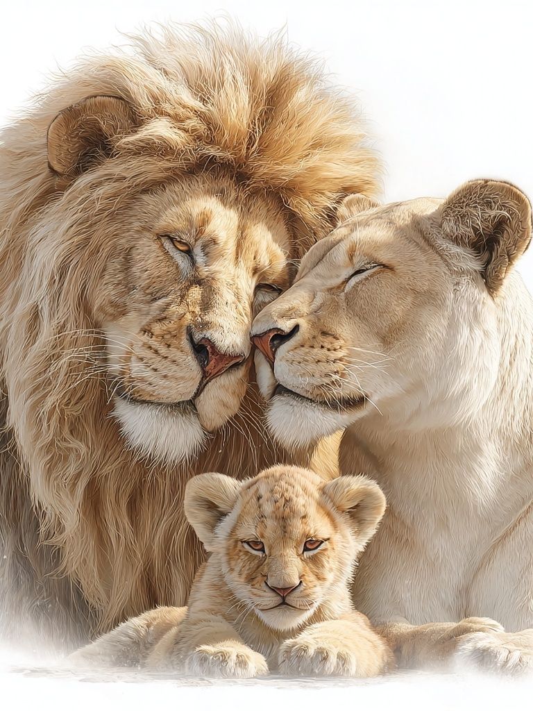 Lion Family Portrait Print. poster detail