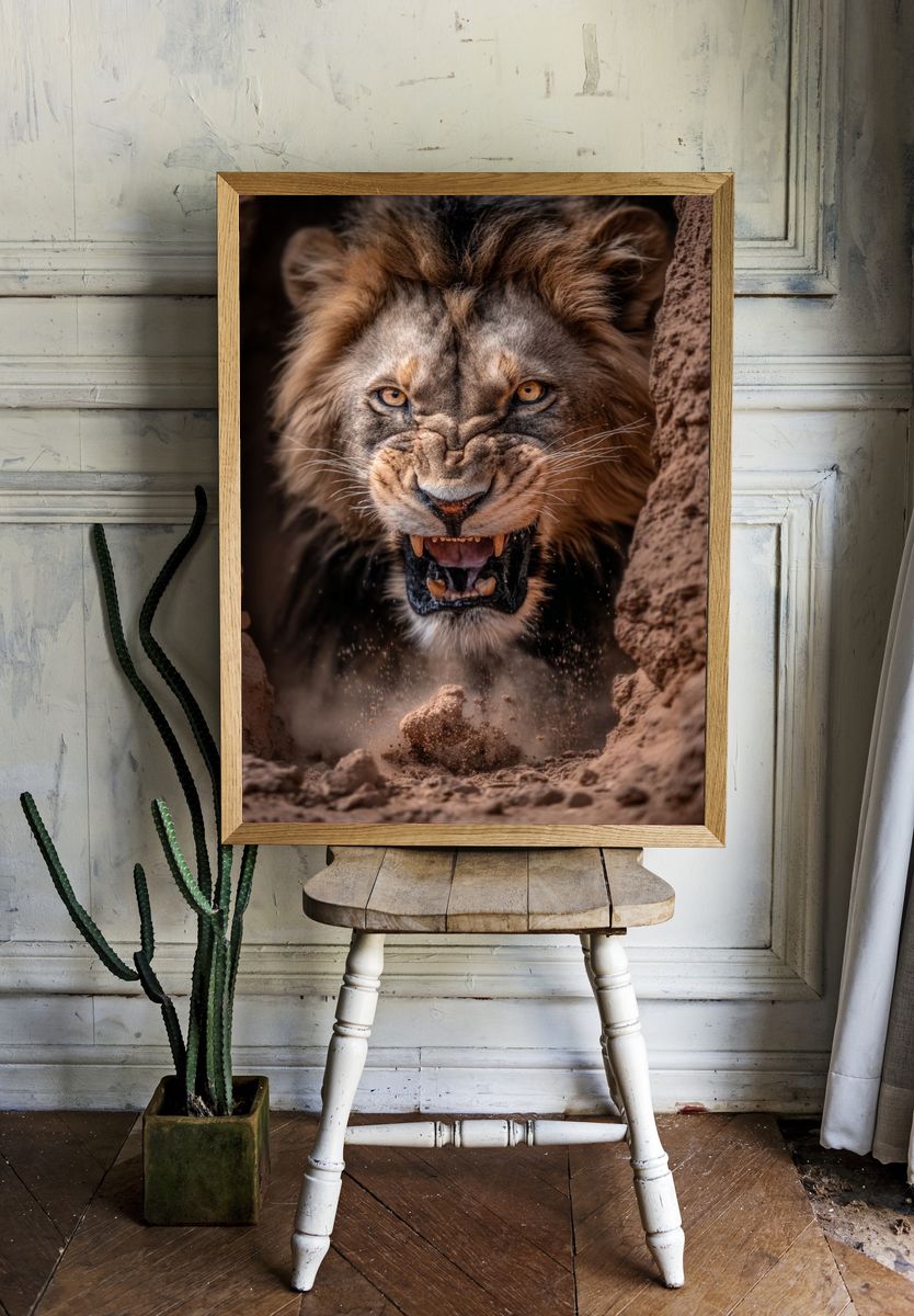 Majestic Lion Roaring Poster room preview