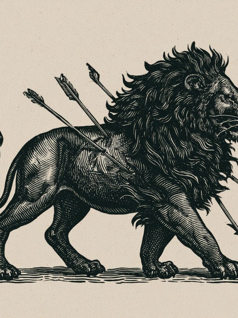 Lion with Arrows Illustration Poster. poster — illustration art