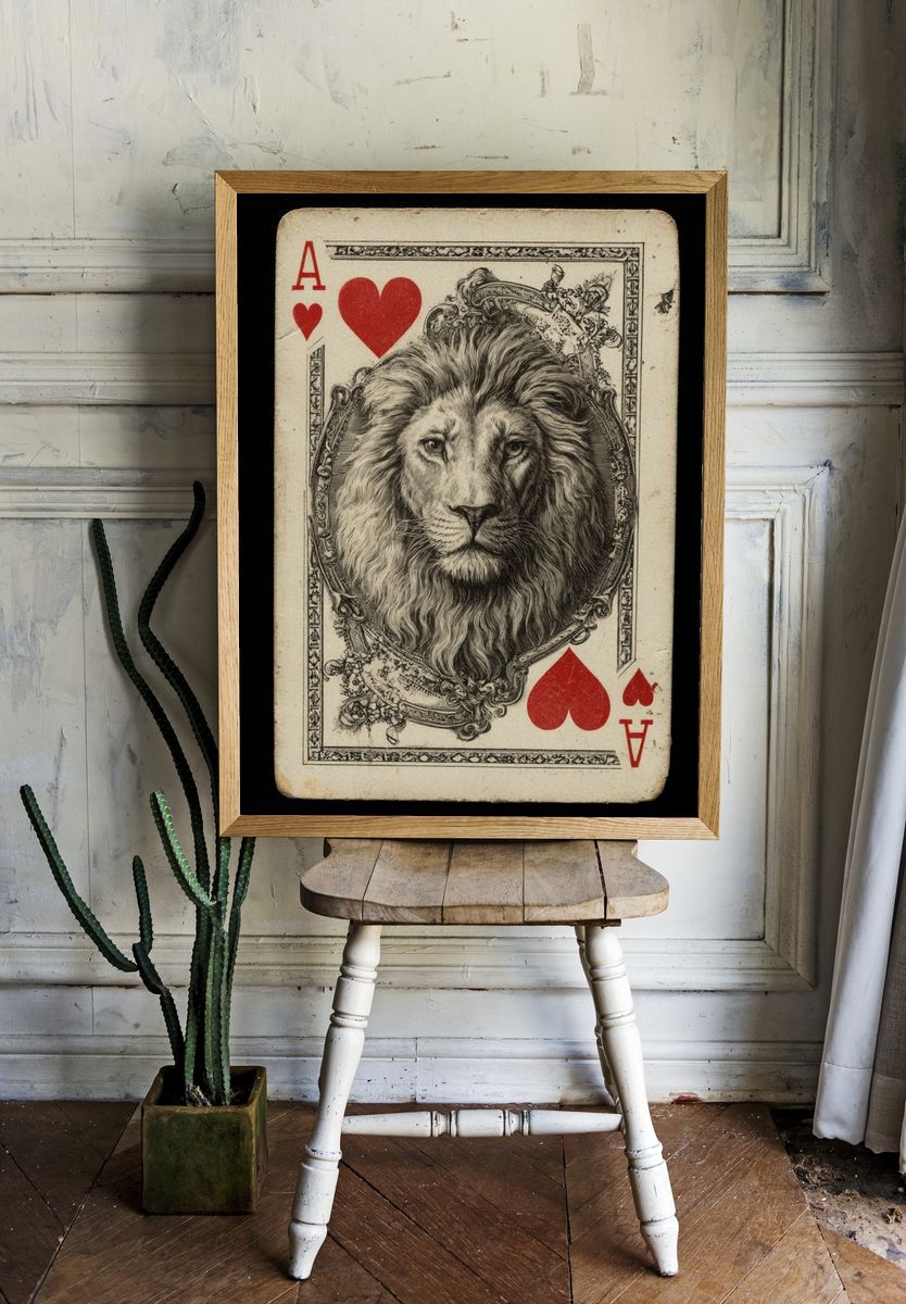 Ace of Hearts Lion Illustration Poster. room preview
