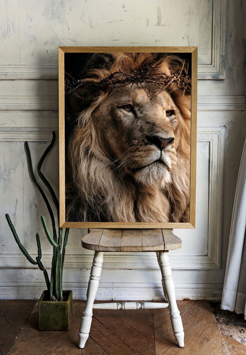 Majestic Lion Portrait Print. — room view 1
