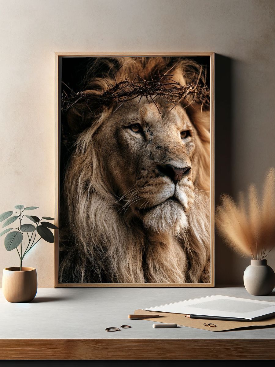 Majestic Lion Portrait Print. — room view 2