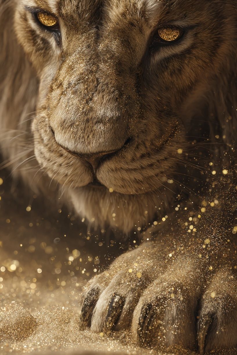 Golden Lion Portrait Poster. poster — animals art