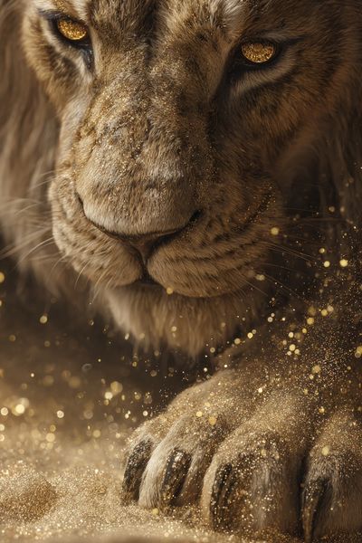 Golden Lion Portrait Poster. poster