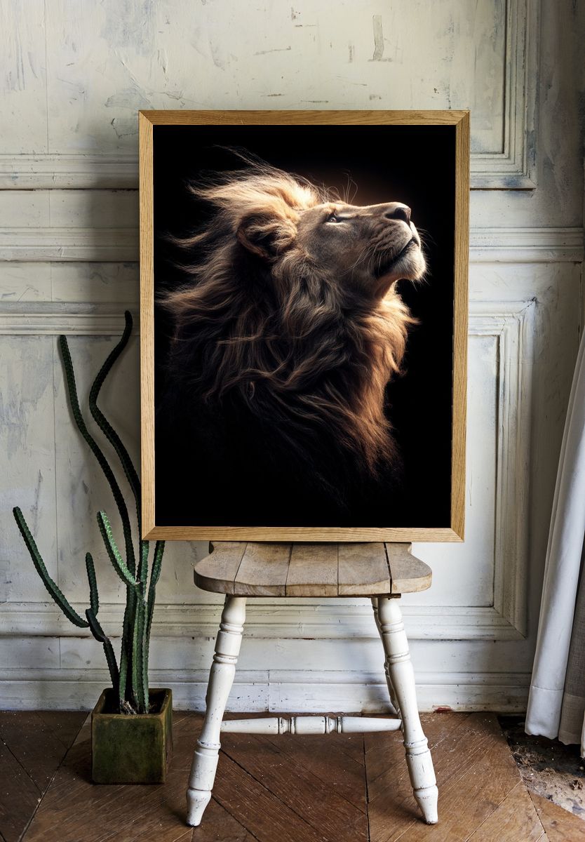 Majestic Lion Portrait Poster room preview