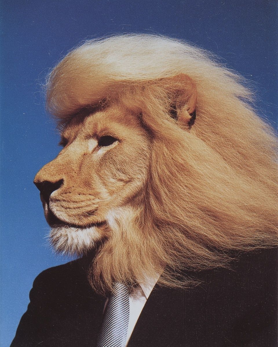 Lion in Suit — Surrealism Print. poster — animals art