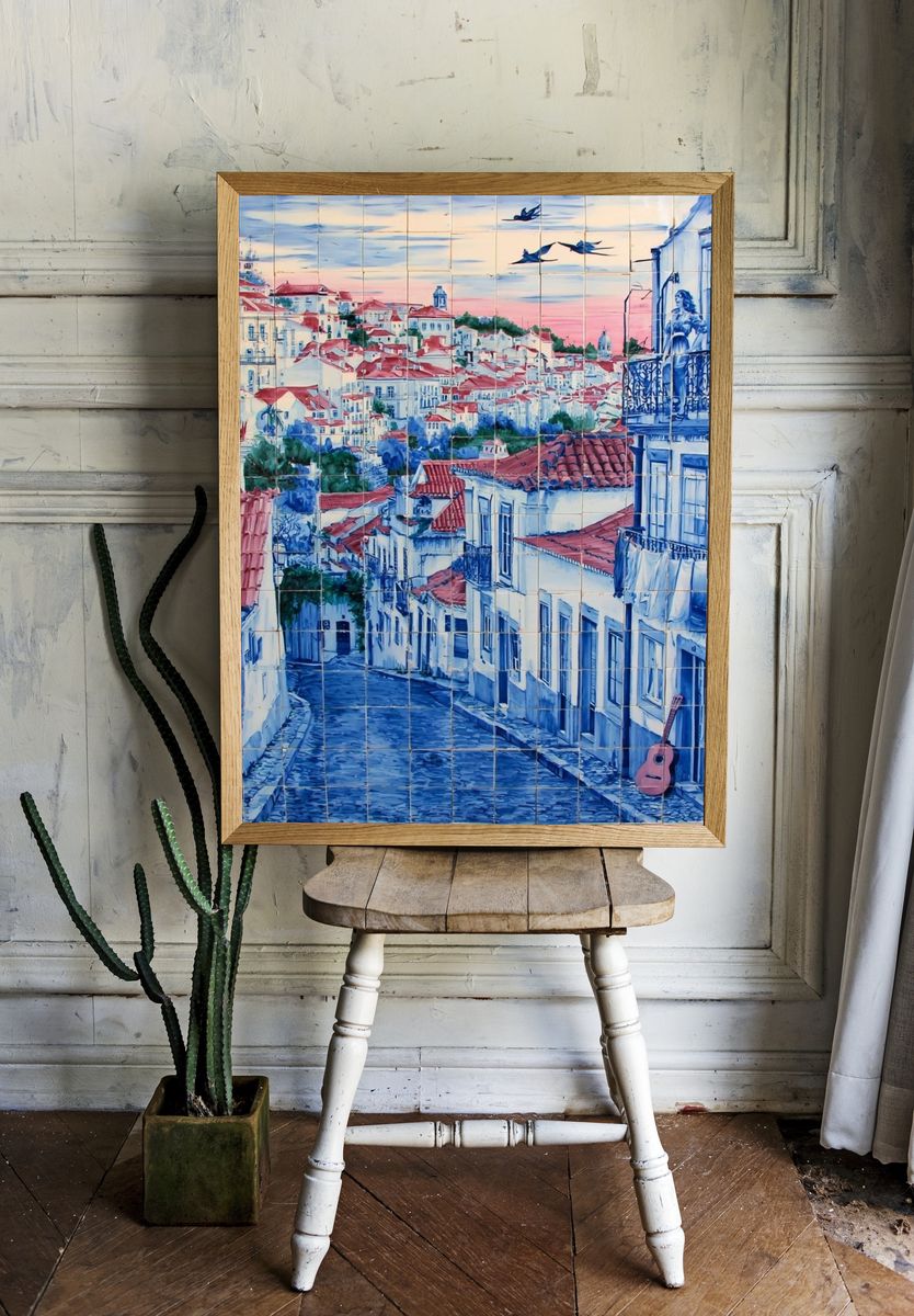 Lisbon Street at Sunset Print. — room view 1