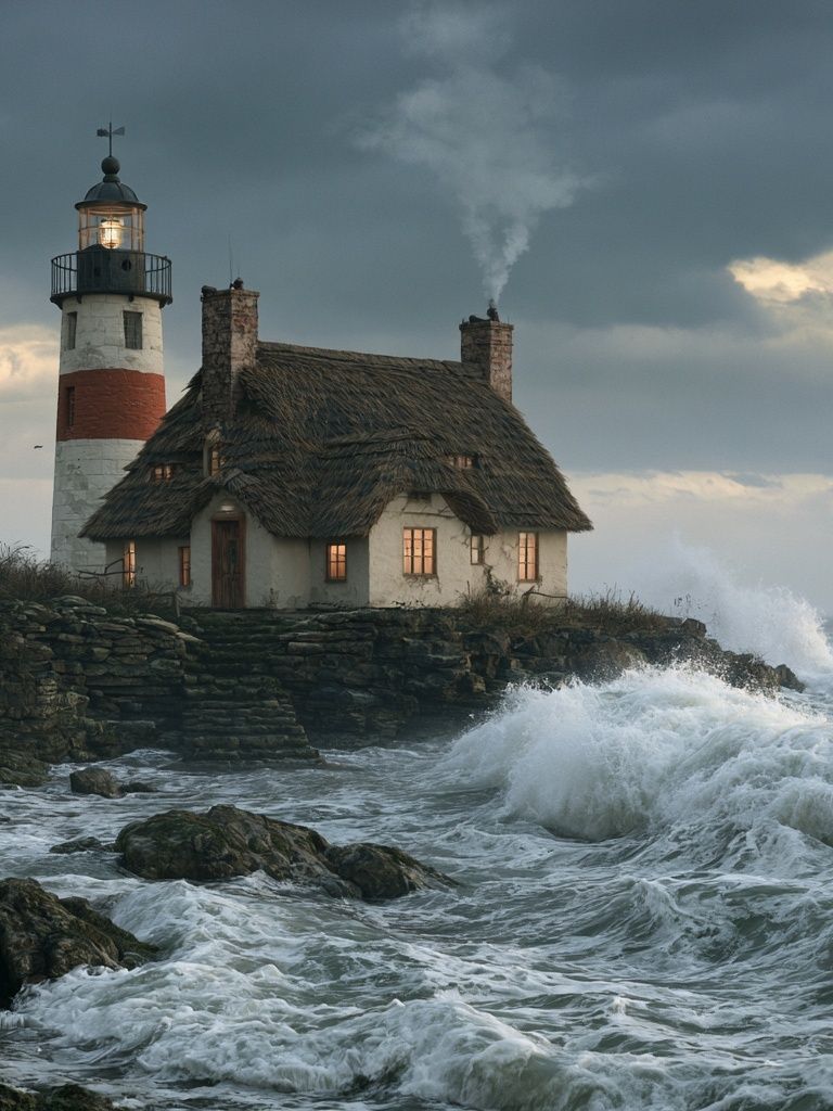 Stormy Lighthouse Coast Photography Poster. poster detail