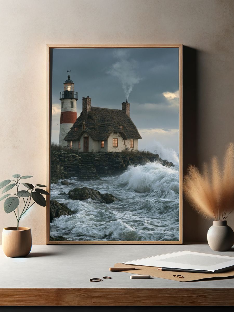 Stormy Lighthouse Coast Photography Poster. — room view 2