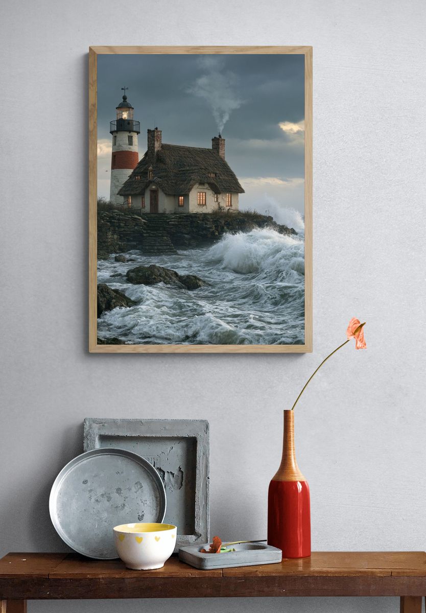 Stormy Lighthouse Coast Photography Poster. — room view 3