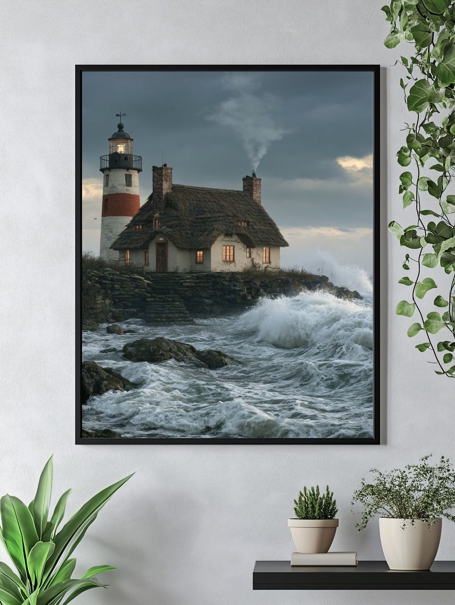 Stormy Lighthouse Coast Photography Poster. — room view 4