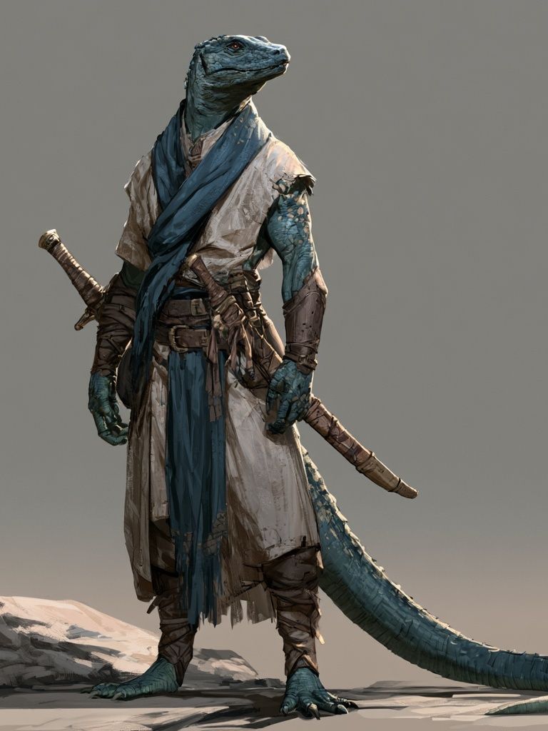 Lizard Warrior Digital Art Print. poster — illustration art