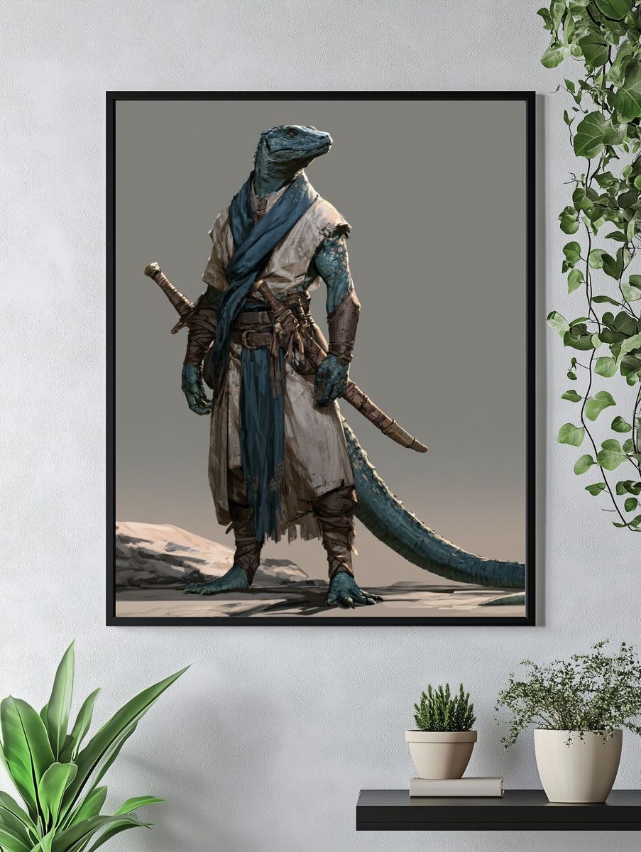 Lizard Warrior Digital Art Print. — room view 4