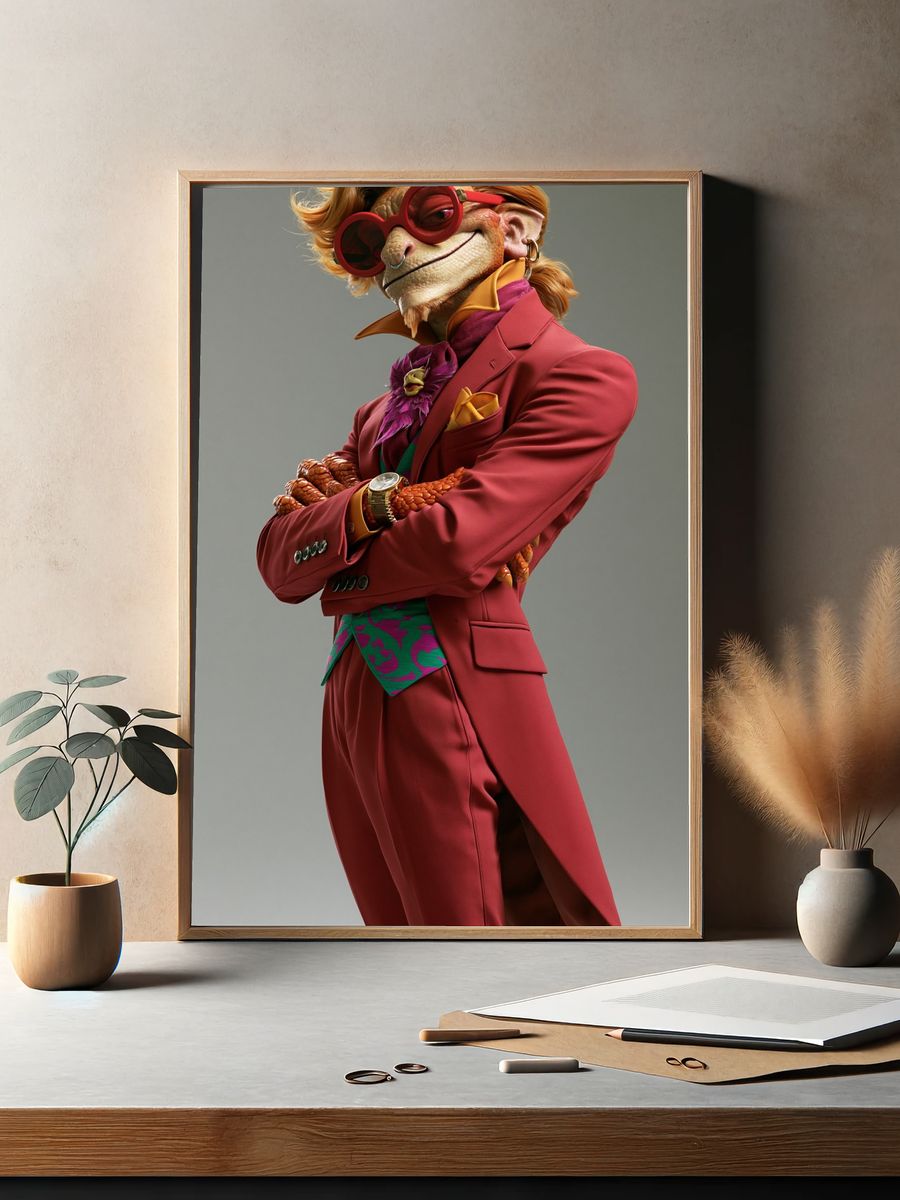 Stylish Lizard Portrait Poster. — room view 2