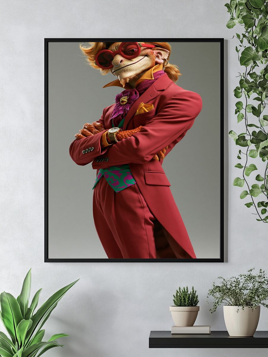 Stylish Lizard Portrait Poster. — room view 4