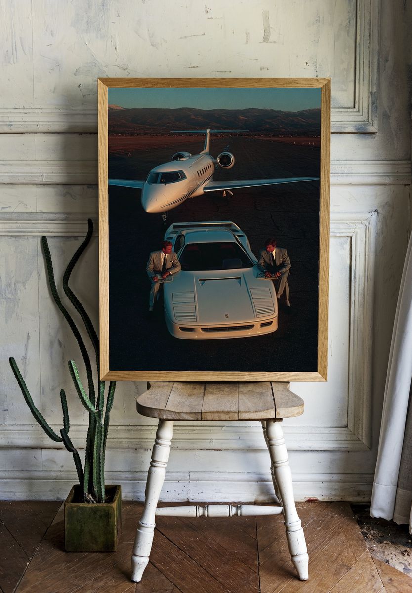 Luxury Jet and Sports Car Poster. — room view 1
