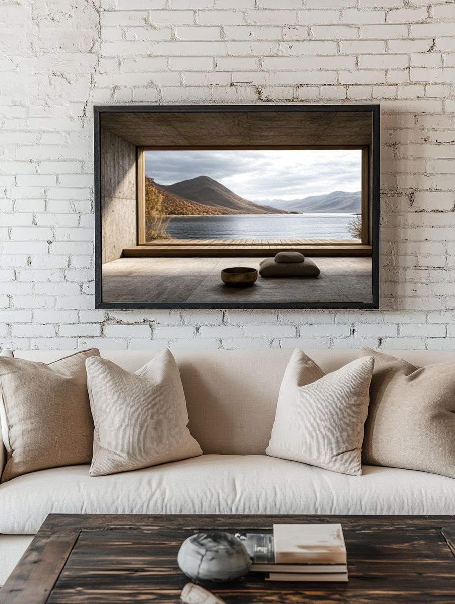 Lake View Minimalist Photography Poster. — room view 1