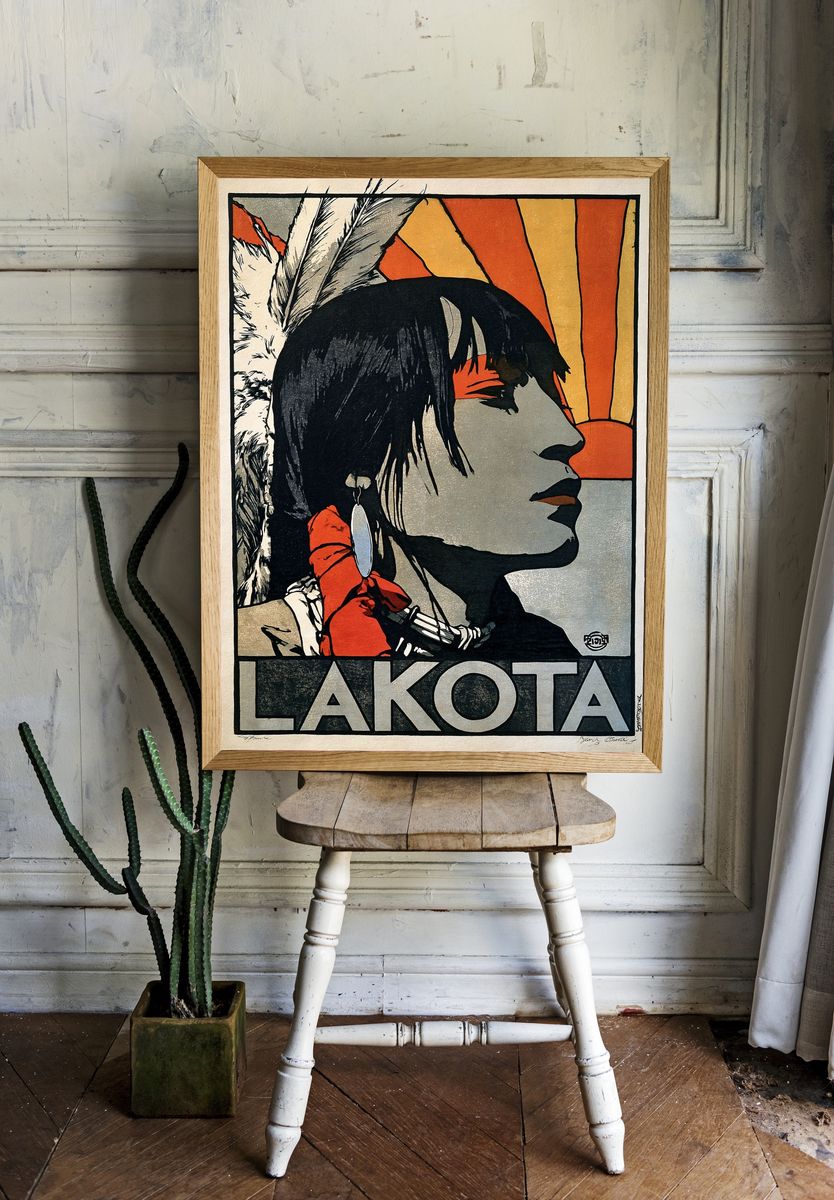 Lakota Portrait Vintage Poster. room preview