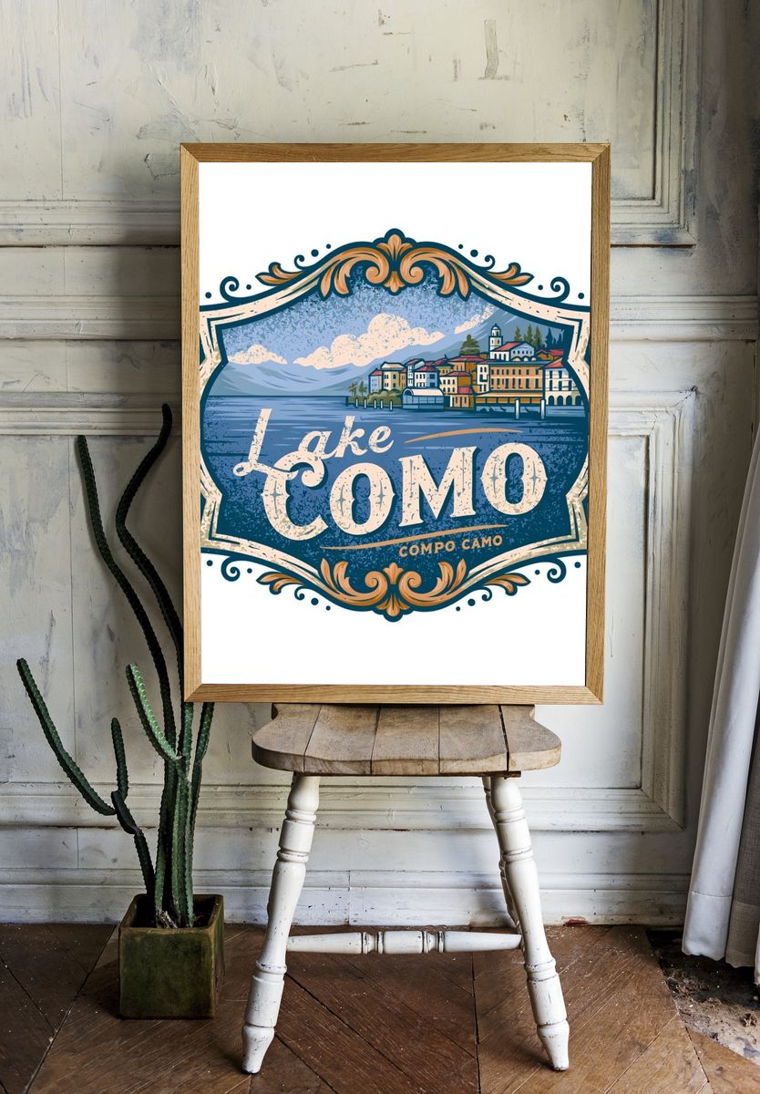 Lake Como Vintage Travel Poster. — room view 1