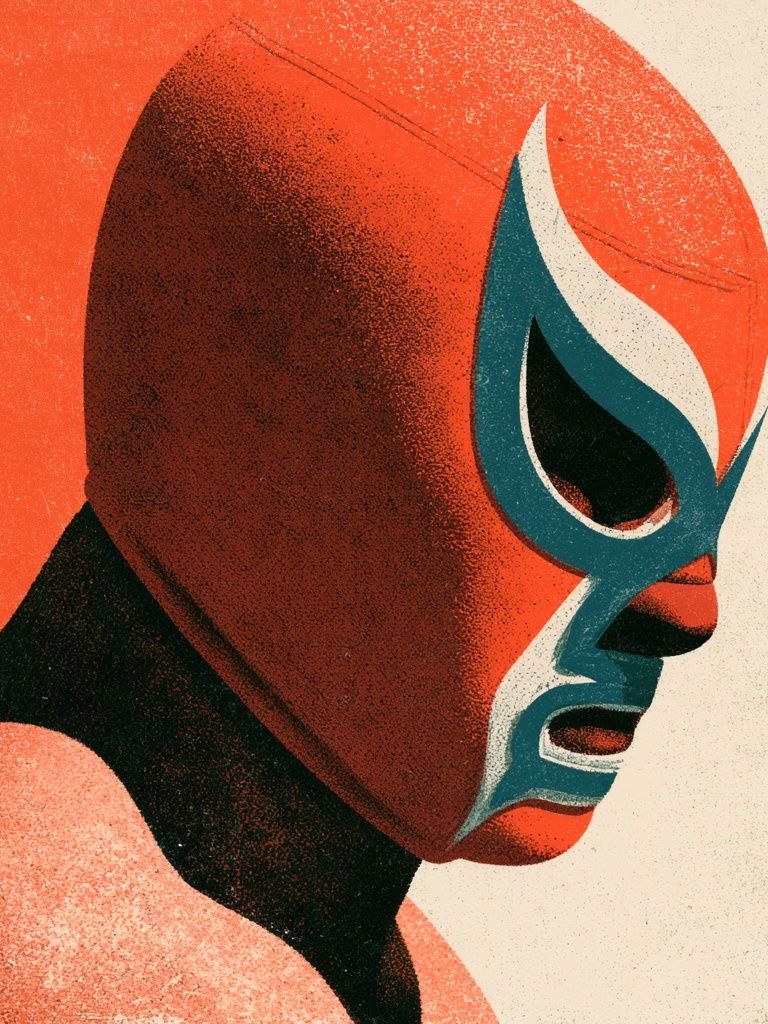 Lucha Mask Portrait Print. poster — illustration art