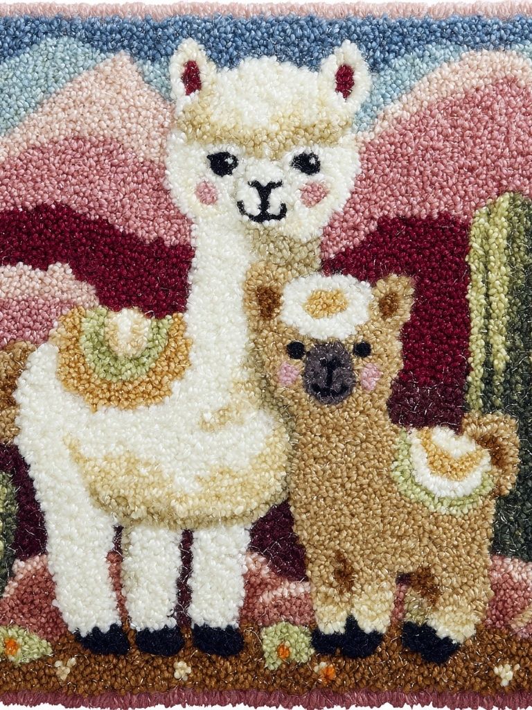 Llama and Baby Llama — Cute Illustration Print. poster — illustration art