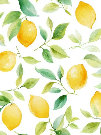 Lemon and Leaf Watercolor Poster. poster print