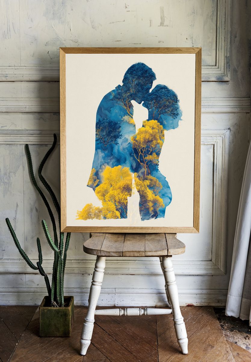 Lovers in Nature — Illustration Print. room preview