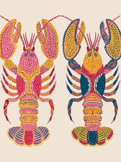 Colorful Lobster Pair Illustration Poster. poster